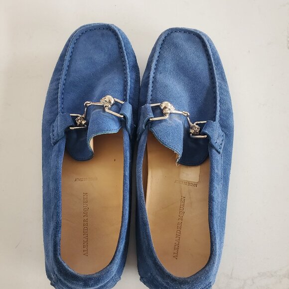 Alexander McQueen Men's Blue Suede Moccasin Driving Loafers ( Unisex) size 41/8 - Picture 2 of 6